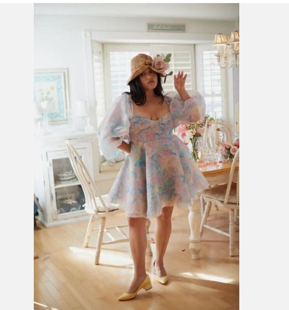 New Selkie The Princess Mini Dress Pastel Puff Sleeve Babydoll Fairy Cottagecore